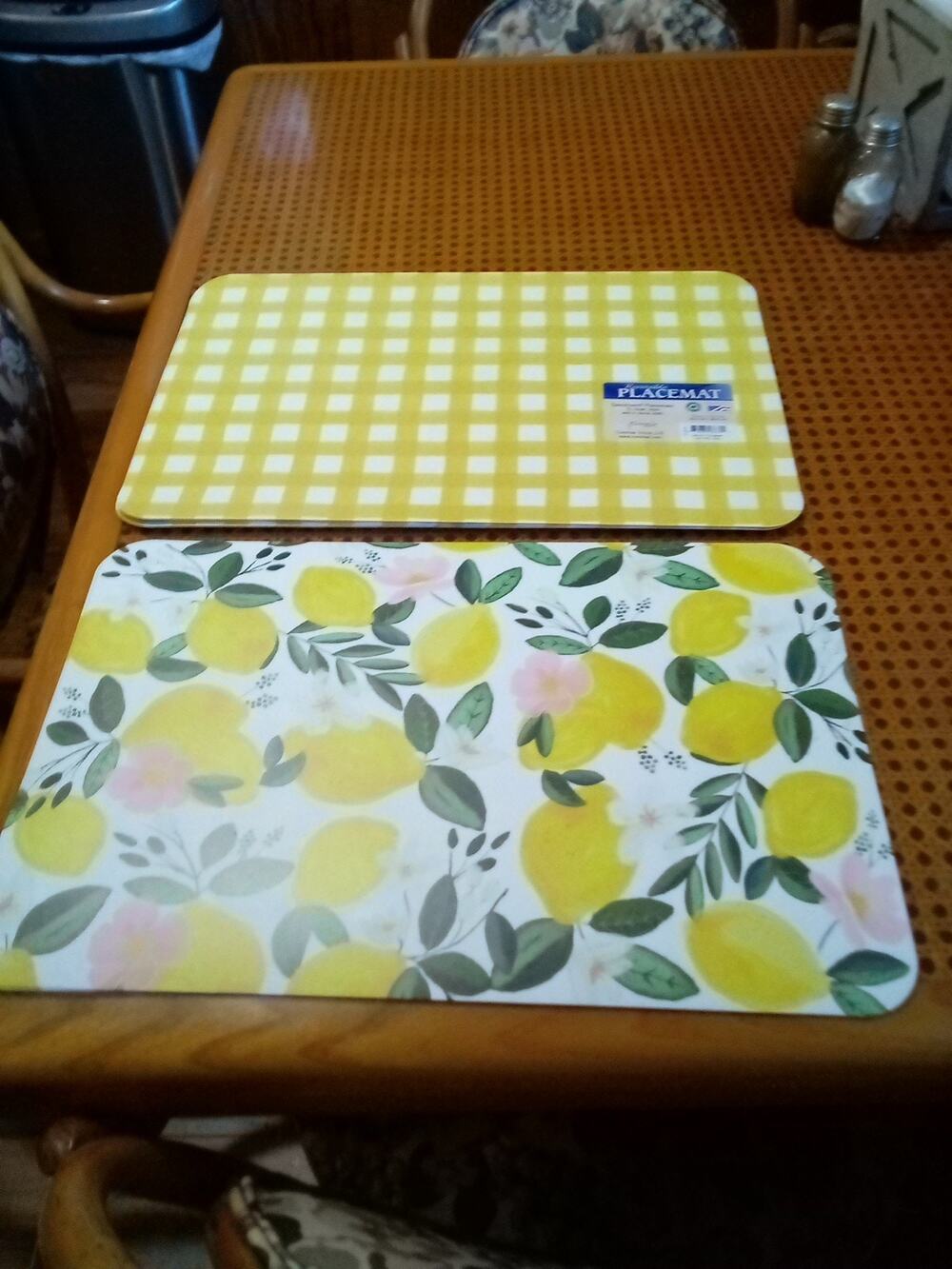 New Set Of 5 Reversible Placemats By Conimar Group Lemon/Gingham